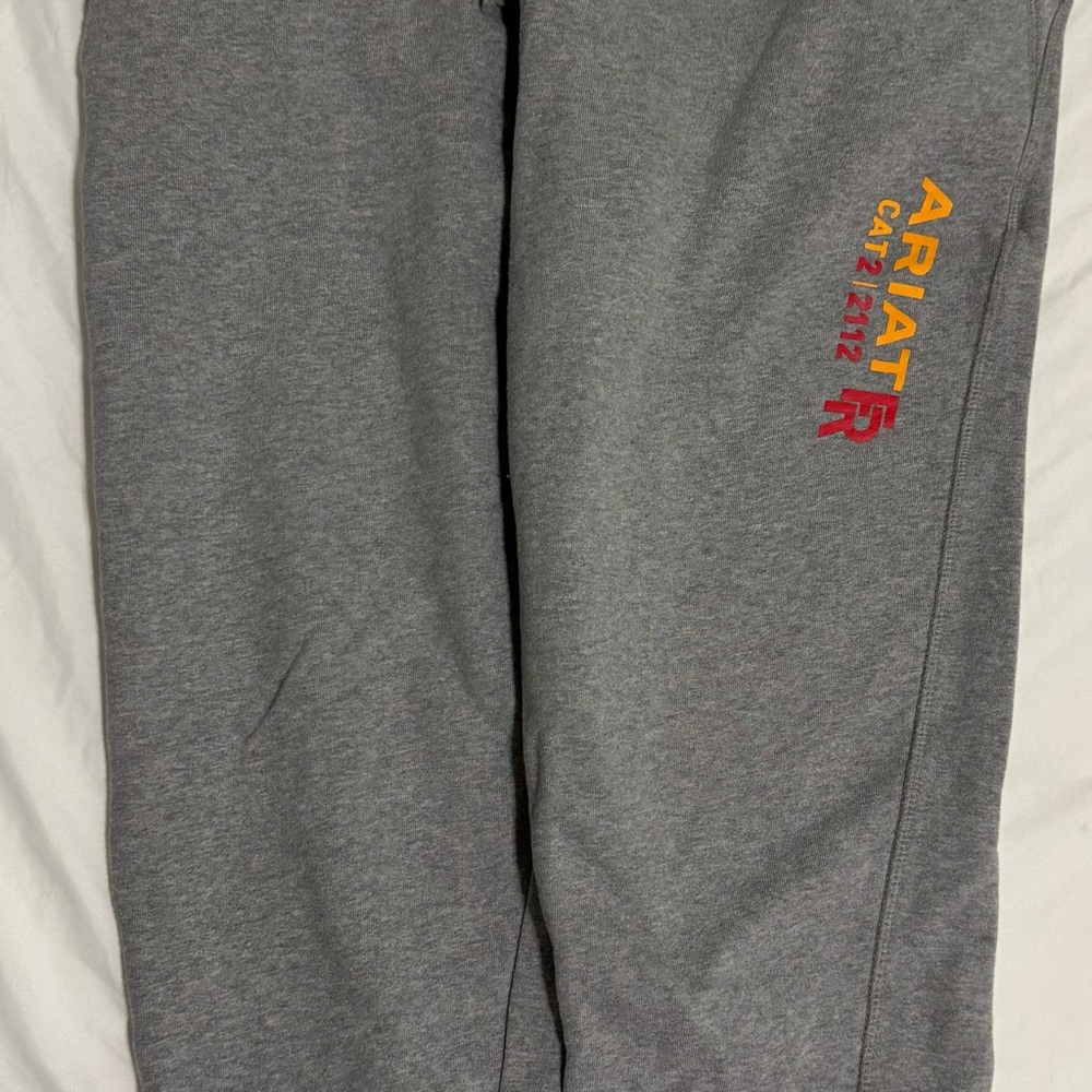 Ariat Gray Sweatpants with Red and Yellow Logo
